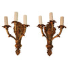 Elegant pair of French 1940''s Brass sconces with cupids