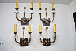 Rare Set of Four French Sconces by Jaques Adnet