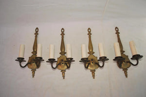 Elegant Set of Four 1920's Brass Sconces