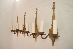 Elegant Set of Four 1920's Brass Sconces