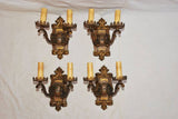 Antique Set of Four 1920 Bronze Sconces