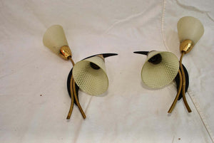 Sexy Large Pair of French Mid Century Sconces 'Possibly Maison Arlus'
