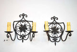 Antique Pair of French 1920 Wrought Iron Sconces