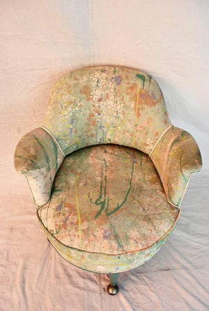Very Rare Monterverdi Young Chair with Hand-Painted Jack Lenor Larsen Fabric
