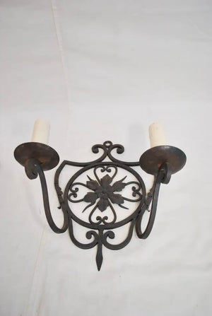 Elegant Pair of French 1920's Wrought Iron Sconces