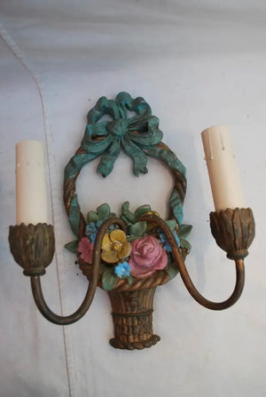 Beautiful pair of 1920's plaster sconces