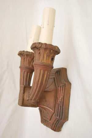 Beautiful and rare pair of 1920's copper sconces