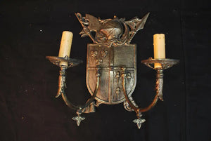 Rare Large Pair of Late 19th Century Solid Brass Sconces