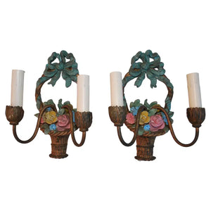 Beautiful pair of 1920's plaster sconces