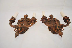 Elegant pair of 1920's copper sconces