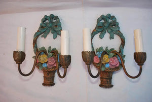 Beautiful pair of 1920's plaster sconces