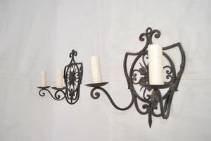 Elegant Pair of French 1920's Wrought Iron Sconces