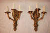 Elegant pair of French 1940's Brass sconces with cupids