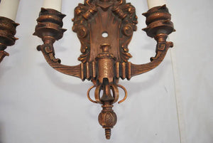 Elegant pair of 1920's copper sconces