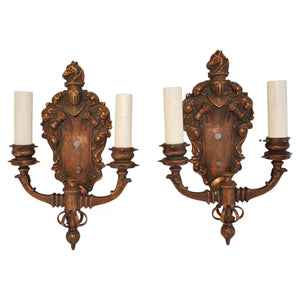 Elegant pair of 1920's copper sconces