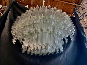 Impressive and Rare Oval Murano Crystal Glass Light Design Venini Style