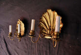 Beautiful Late 19th Century Brass Shell Sconces