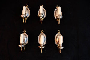 Beautiful Set of Six 1920 Metal and Brass Sconces