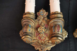 Elegant Pair of 1920's Brass Sconces