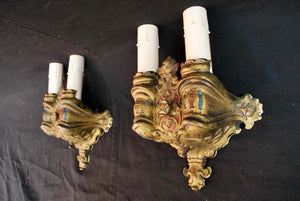 Elegant Pair of 1920's Brass Sconces