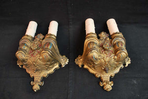 Elegant Pair of 1920's Brass Sconces