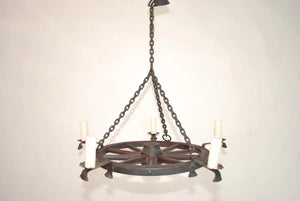 Elegant Late 19th Century Wagon Wheel Chandelier