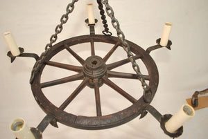 Elegant Late 19th Century Wagon Wheel Chandelier